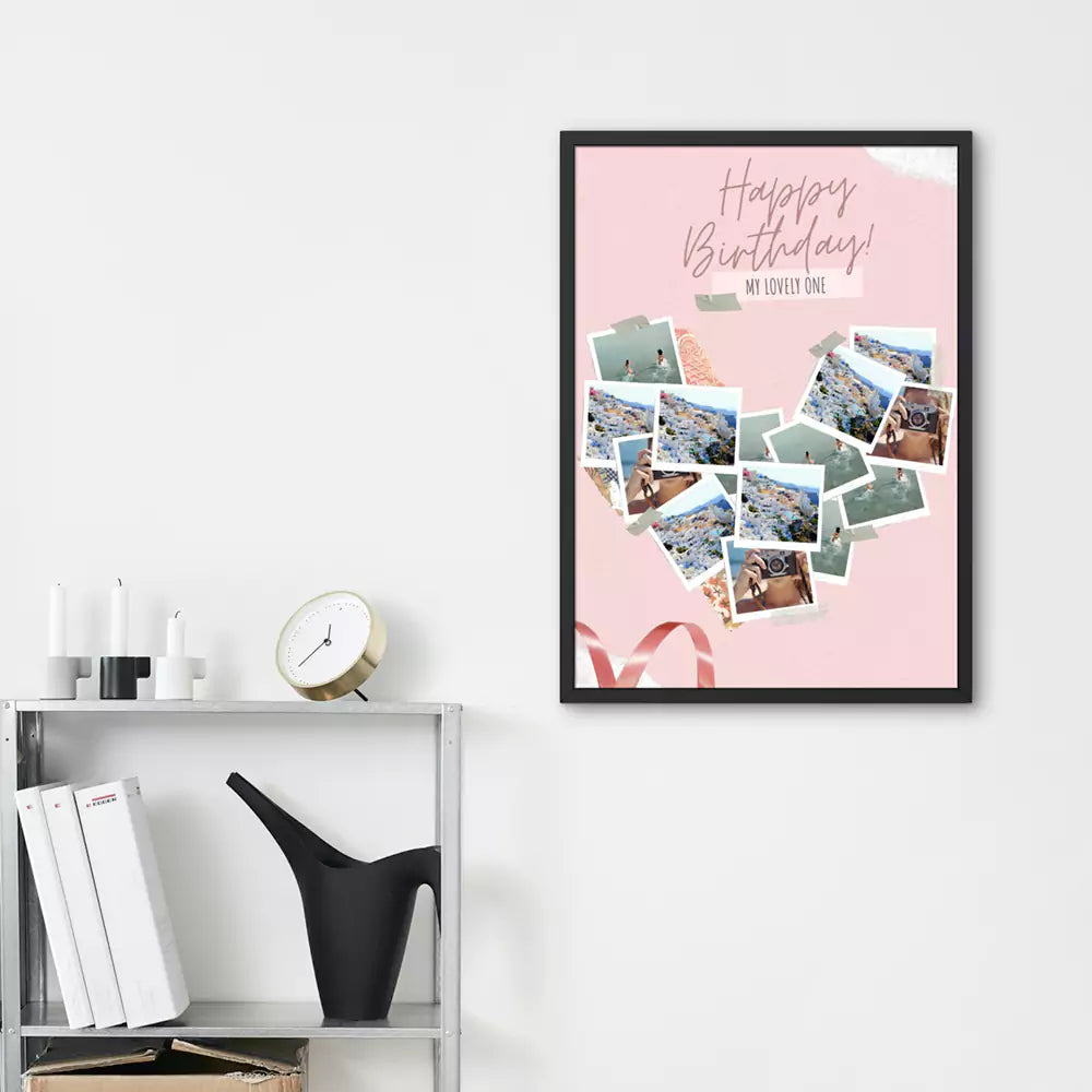 Happy Birthady Heart Shape Collage Customised Photo Frame