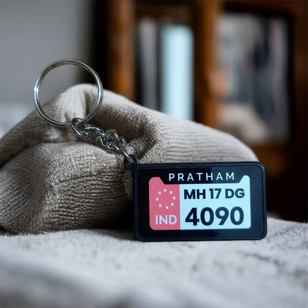 Customized Number Plate Keychain for Bike or Car (Two Side)