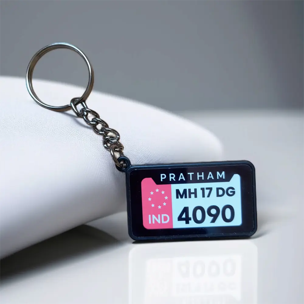 Customized Number Plate Keychain for Bike or Car (Two Side)