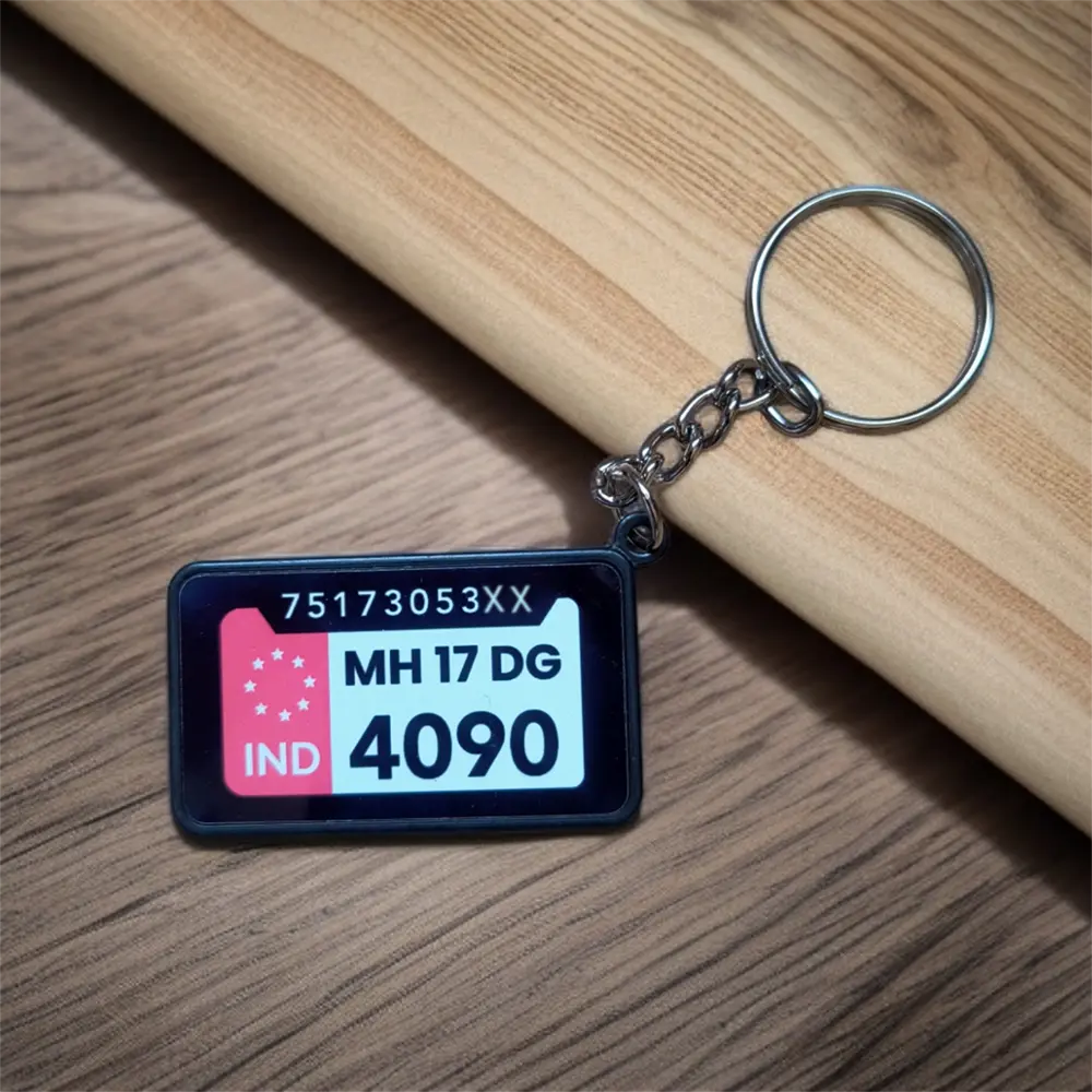 Customized Number Plate Keychain for Bike or Car (Two Side)
