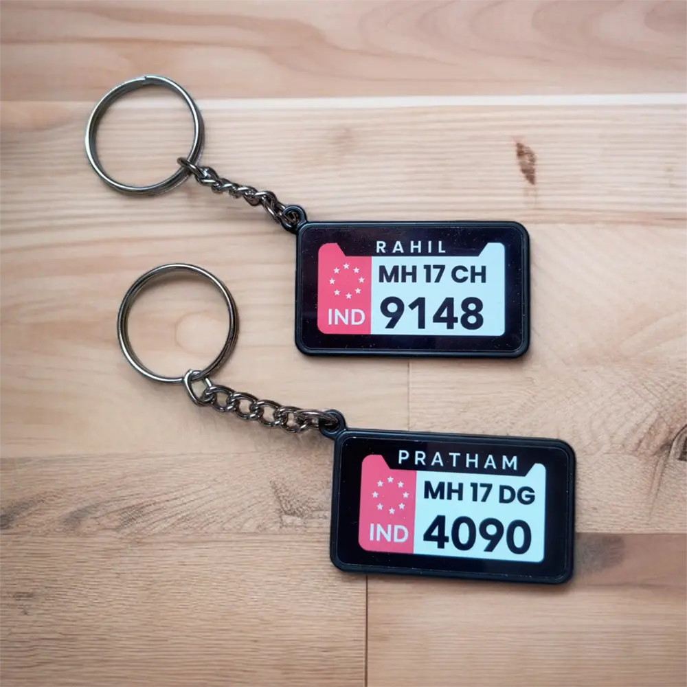 Customized Number Plate Keychain for Bike or Car (Two Side)