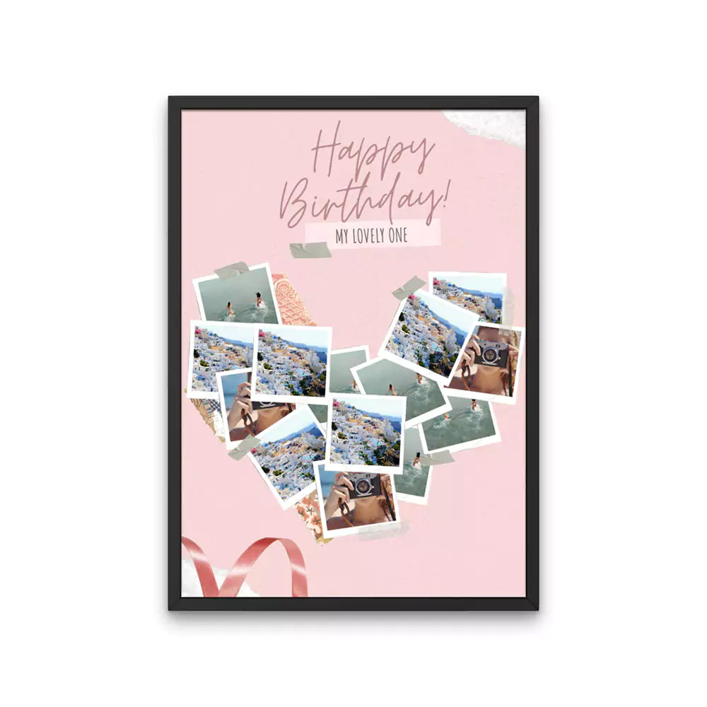 Happy Birthady Heart Shape Collage Customised Photo Frame