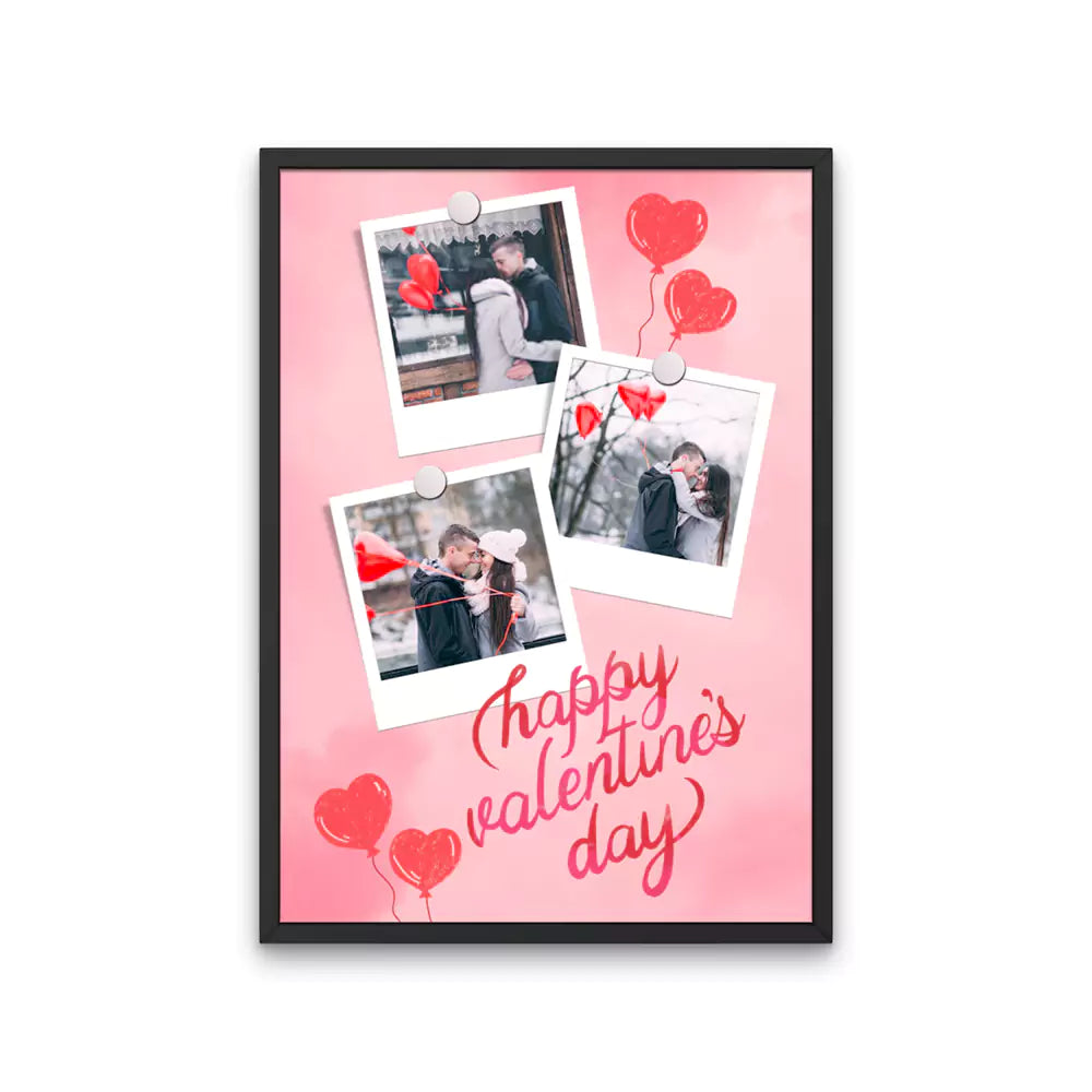 Happy Valentine Day Customised Photo Frame - Add 3 Images