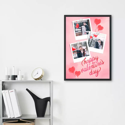 Happy Valentine Day Customised Photo Frame - Add 3 Images