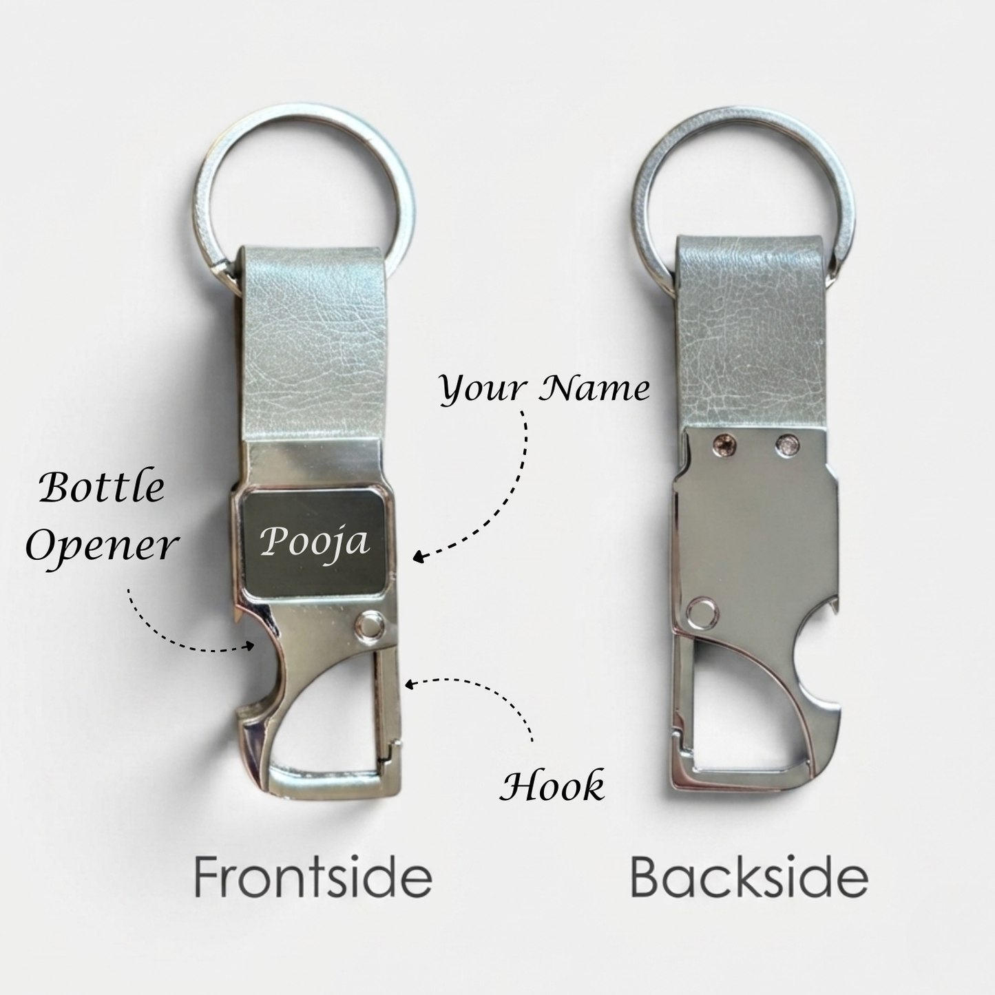 Customized multipurpose Metal Hook Keychain with Opener
