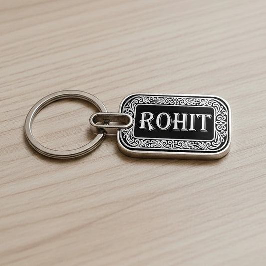 Designer Laser Engraved Metal Name Keychain( 2 Side )