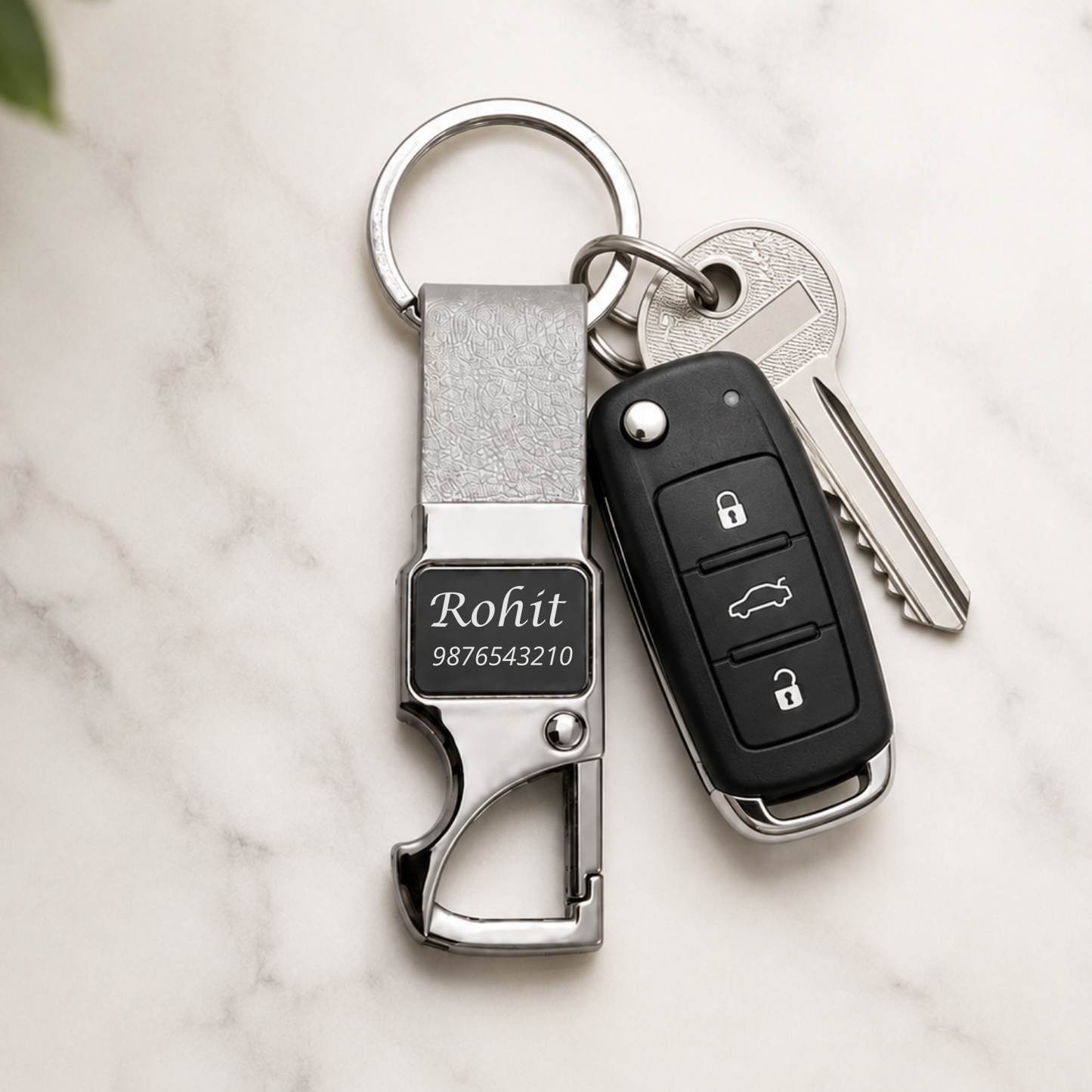 Customized multipurpose Metal Hook Keychain with Opener