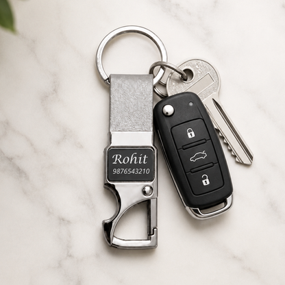 Customized multipurpose Metal Hook Keychain with Opener