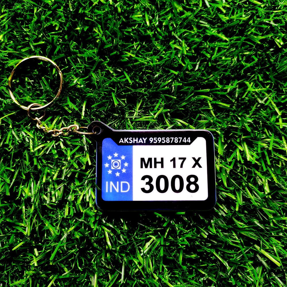 Bike and Car Number Keychain | Polycarbonate Material  | Lifetime printing (Two Side)