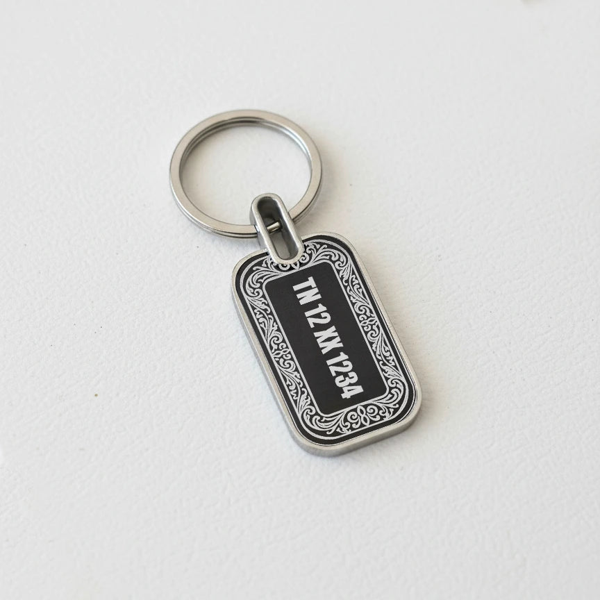Designer Laser Engraved Metal Name Keychain( 2 Side )