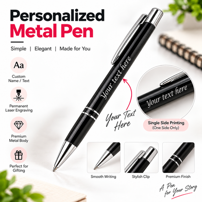 Personalized Metal Pen with Laser Engraving - Custom Name & Mobile No.