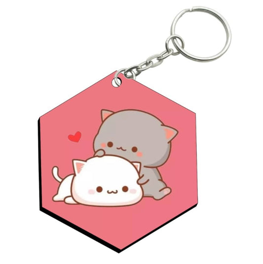 Hexagonal Shape MDF Keychain HS23