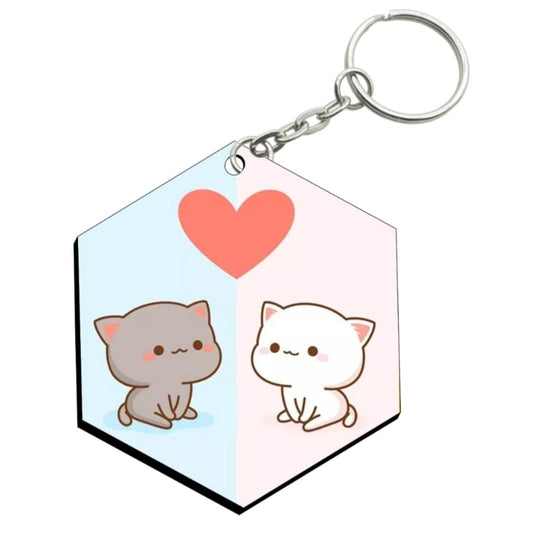 Hexagonal Shape MDF Keychain HS26