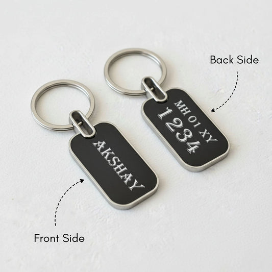 Laser Engraved Metal Name Keychain by Printkida ( 2 Side Engraving )