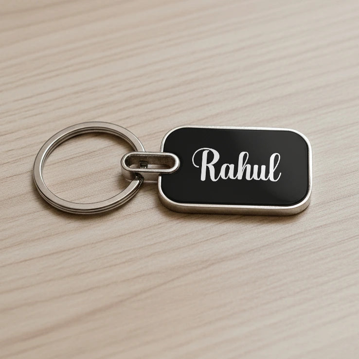 Laser Engraved Metal Name Keychain by Printkida ( 2 Side Engraving )