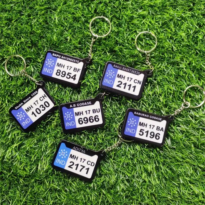 Bike and Car Number Keychain | Polycarbonate Material  | Lifetime printing (Two Side)