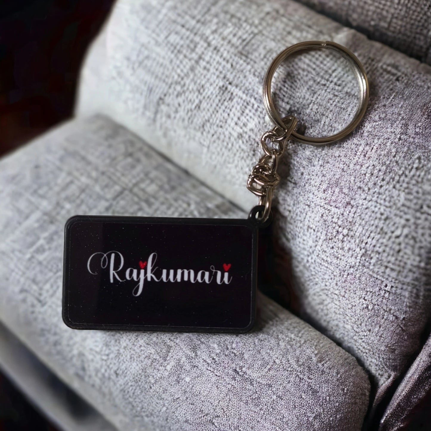 Customised Name Metal Keychain |Lifetime printing (Two Side)