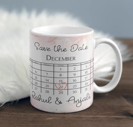 Coffee mug as wedding gift with Photo & Calender