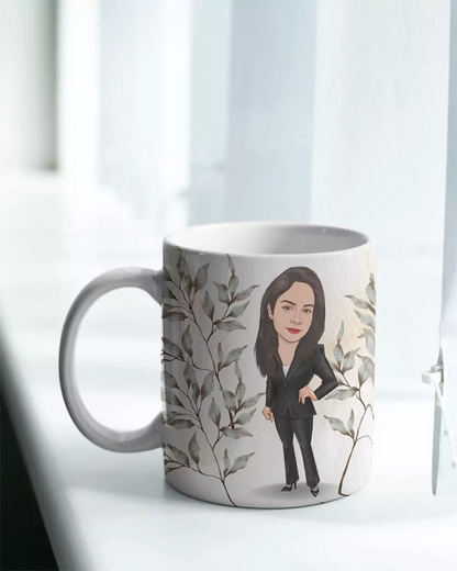 Coffee Mug with Personalised Caricature Design for Birthday